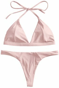 Y2K Aesthetic Halter Thong Bikini for Niche Women Fashion