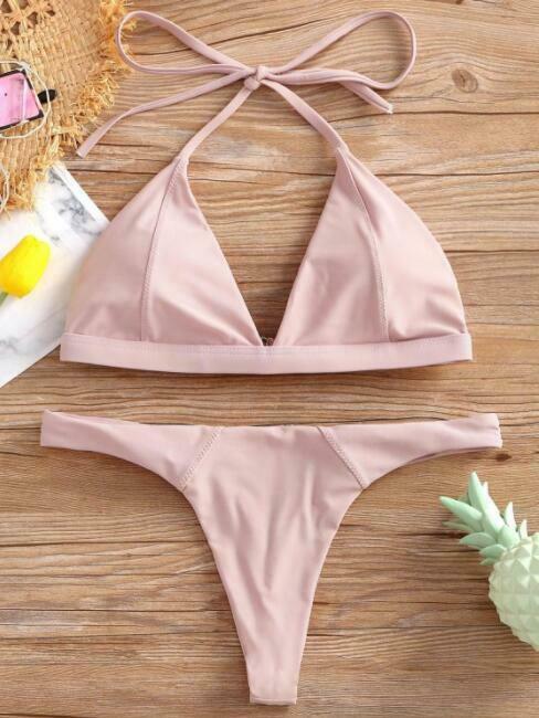 Y2K Aesthetic Halter Thong Bikini for Niche Women Fashion Y2K Aesthetic Halter Thong Bikini for Niche Women Fashion