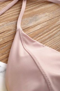 Y2K Aesthetic Halter Thong Bikini for Niche Women Fashion