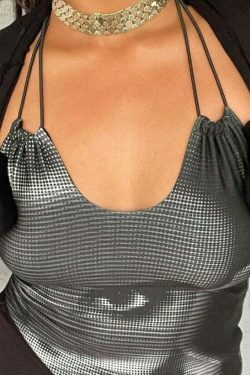 Y2K Aesthetic Halter Top Set with Stylish Print - Women's Fashion