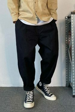 Y2K Aesthetic Herringbone Twill Tapered Pants for Women - Coquette & Grunge Style Cargo Skirt