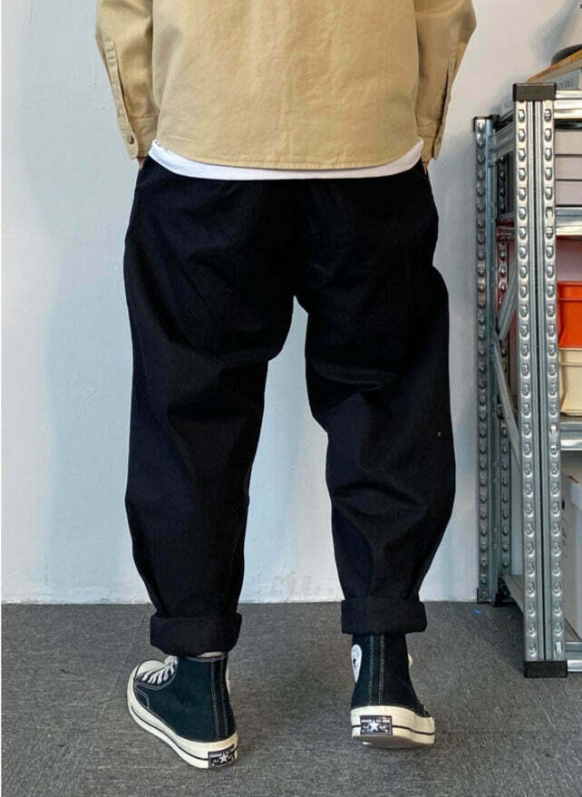 Y2K Aesthetic Herringbone Twill Tapered Pants for Women - Coquette & Grunge Style Cargo Skirt