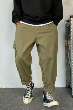 Y2K Aesthetic Herringbone Twill Tapered Pants for Women - Coquette & Grunge Style Cargo Skirt