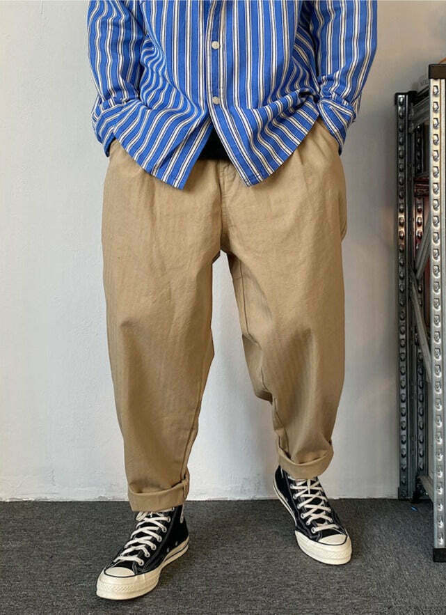 Y2K Aesthetic Herringbone Twill Tapered Pants for Women - Coquette & Grunge Style Cargo Skirt