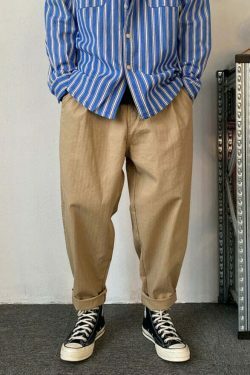 Y2K Aesthetic Herringbone Twill Tapered Pants for Women - Coquette & Grunge Style Cargo Skirt