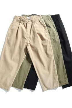 Y2K Aesthetic Herringbone Twill Tapered Pants for Women - Coquette & Grunge Style Cargo Skirt