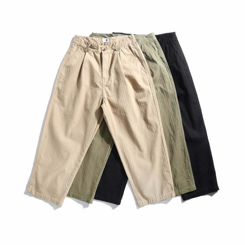 Y2K Aesthetic Herringbone Twill Tapered Pants for Women - Coquette & Grunge Style Cargo Skirt
