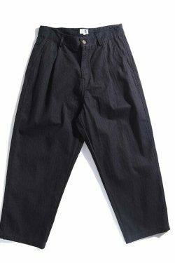Y2K Aesthetic Herringbone Twill Tapered Pants for Women - Coquette & Grunge Style Cargo Skirt