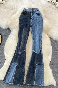 Y2K Aesthetic High-Elasticity Boot-Cut Denim Jeans - Coquette Fashion
