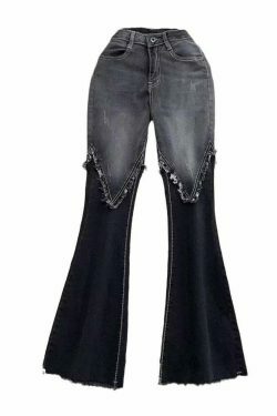 Y2K Aesthetic High-Elasticity Boot-Cut Denim Jeans - Coquette Fashion