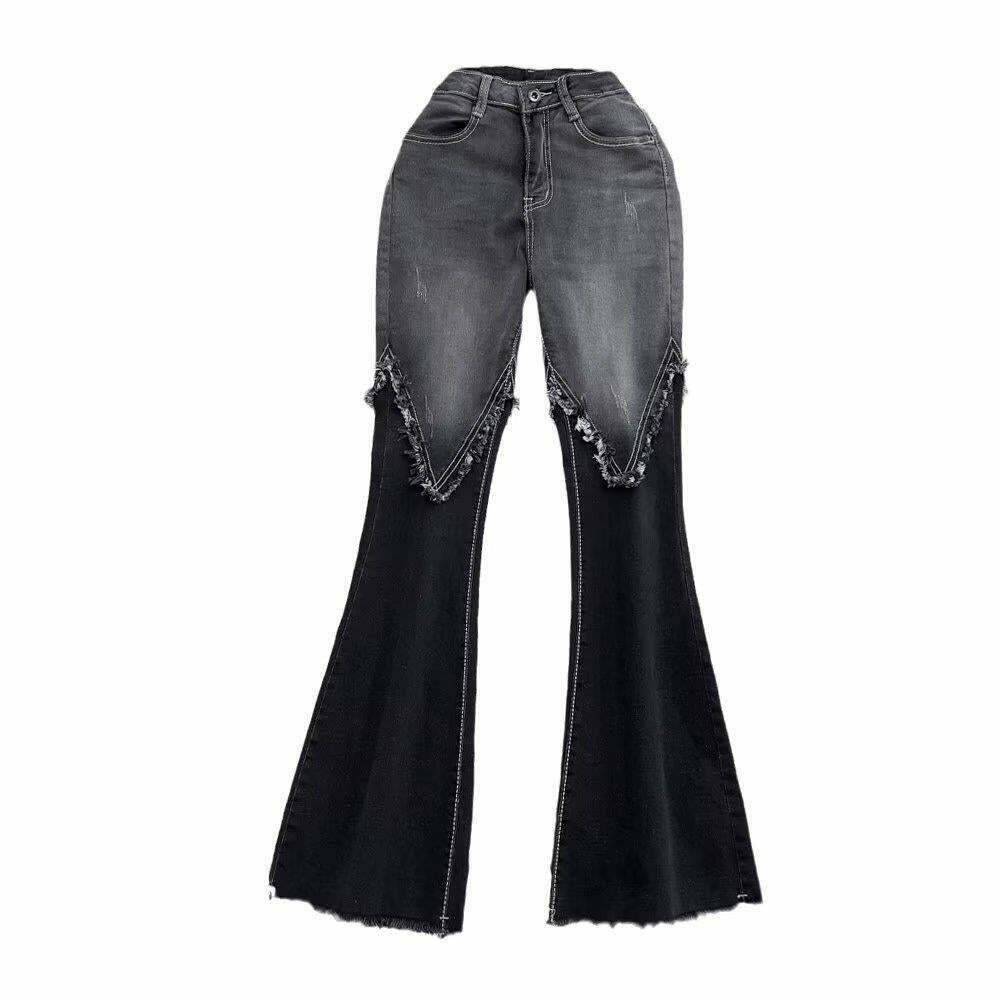 Y2K Aesthetic High-Elasticity Boot-Cut Denim Jeans - Coquette Fashion Y2K Aesthetic High-Elasticity Boot-Cut Denim Jeans - Coquette Fashion