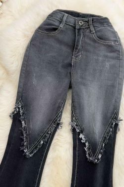 Y2K Aesthetic High-Elasticity Boot-Cut Denim Jeans - Coquette Fashion