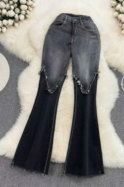 Y2K Aesthetic High-Elasticity Boot-Cut Denim Jeans - Coquette Fashion