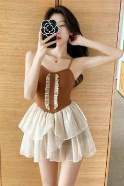 Y2K Aesthetic High-End Swim Dress for Women - Coquette Style Two-Piece Swimsuit