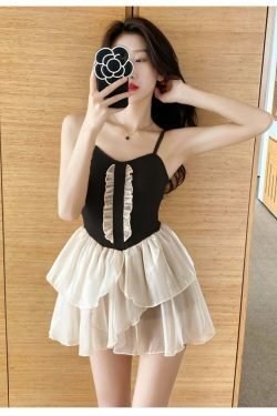 Y2K Aesthetic High-End Swim Dress for Women - Coquette Style Two-Piece Swimsuit