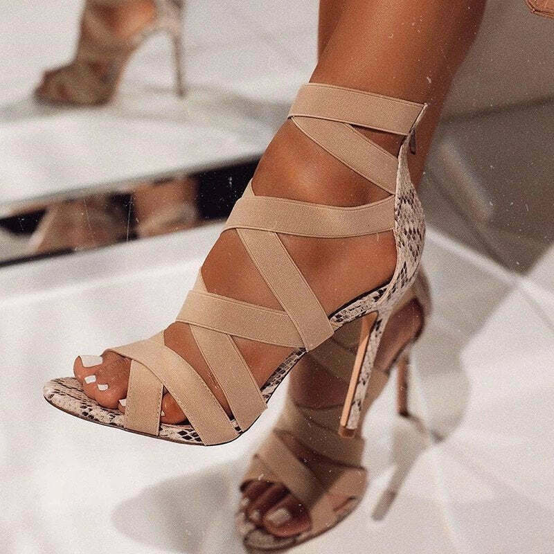 Y2K Aesthetic High-Heeled Strapless Sandal for Niche Women Fashion Y2K Aesthetic High-Heeled Strapless Sandal for Niche Women Fashion