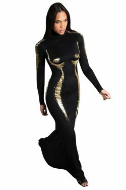 Y2K Aesthetic High-Neck Casual Dress with 3D Body Printing - Coquette & Grunge Style Fashion