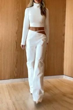 Y2K Aesthetic High-Neck Navel-Baring Casual Suit - Coquette Style Cargo Skirt & Cute Tops