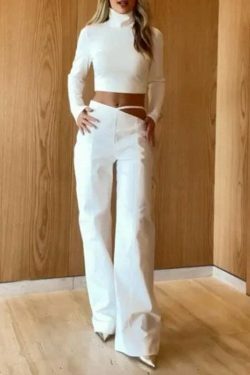 Y2K Aesthetic High-Neck Navel-Baring Casual Suit - Coquette Style Cargo Skirt & Cute Tops