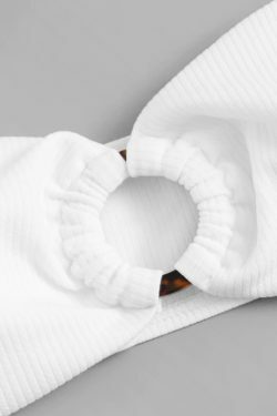 Y2K Aesthetic High Cut Bandeau Bikini Set in Two Tone Color