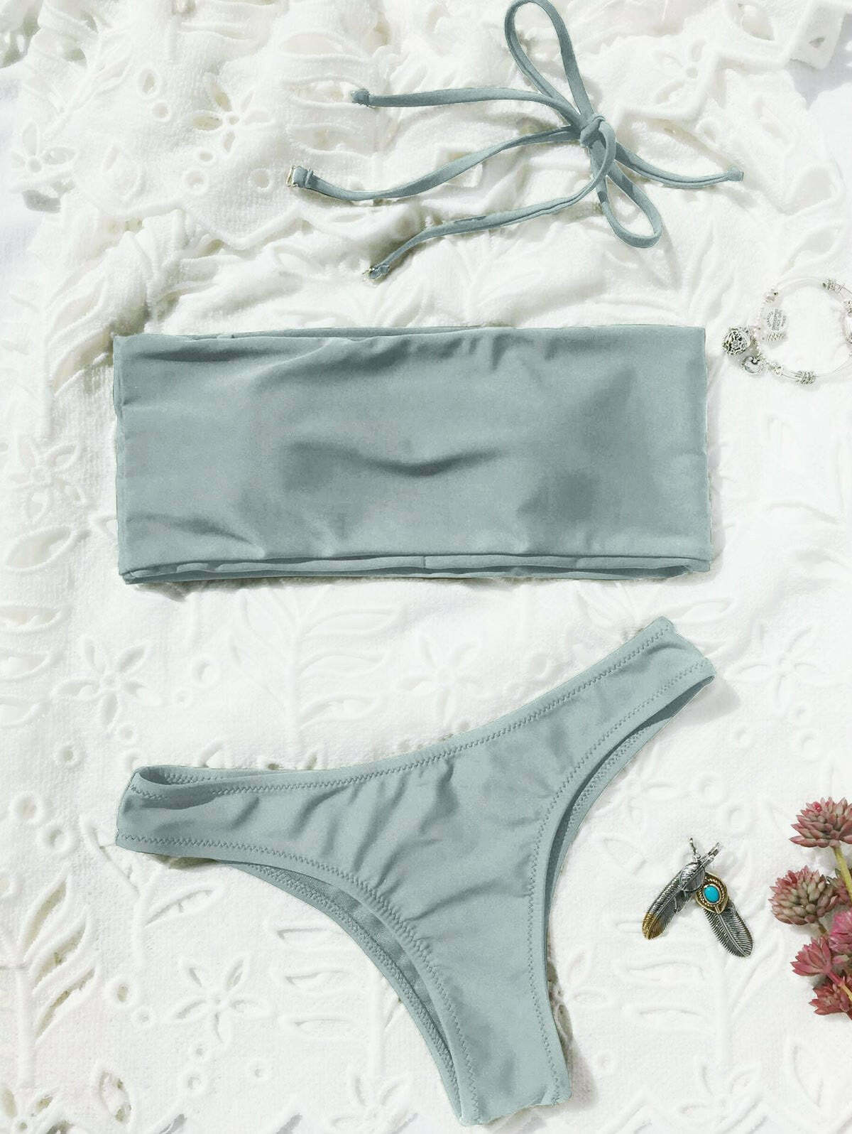 Y2K Aesthetic High Cut Bandeau Thong Bathing Suit Y2K Aesthetic High Cut Bandeau Thong Bathing Suit