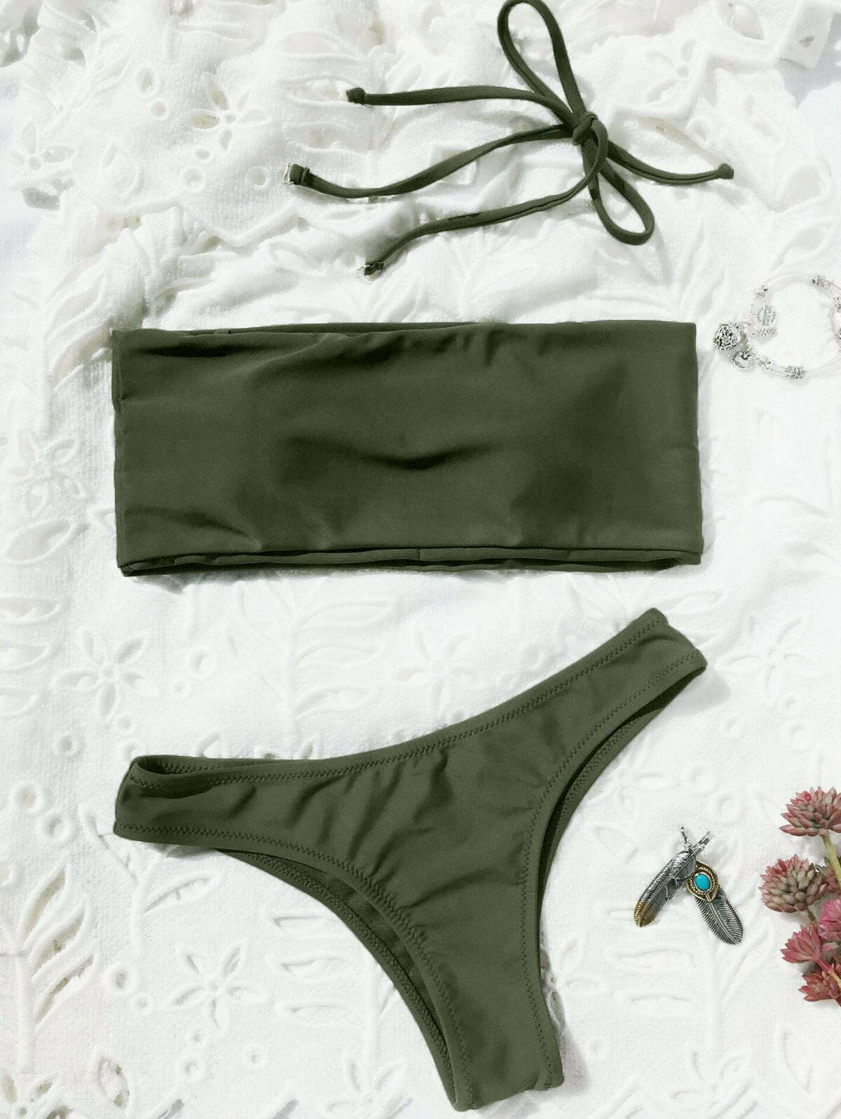 Y2K Aesthetic High Cut Bandeau Thong Bathing Suit Y2K Aesthetic High Cut Bandeau Thong Bathing Suit