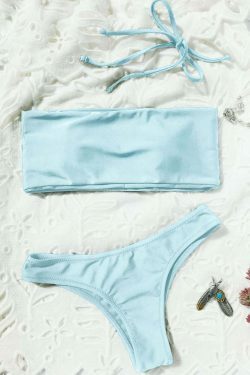 Y2K Aesthetic High Cut Bandeau Thong Bathing Suit