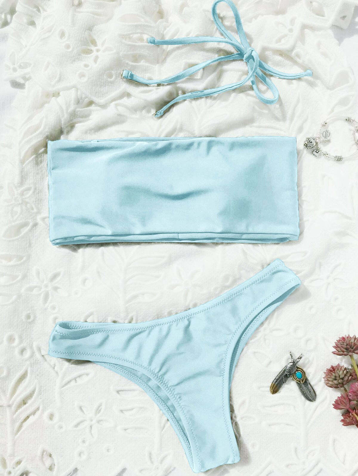 Y2K Aesthetic High Cut Bandeau Thong Bathing Suit Y2K Aesthetic High Cut Bandeau Thong Bathing Suit