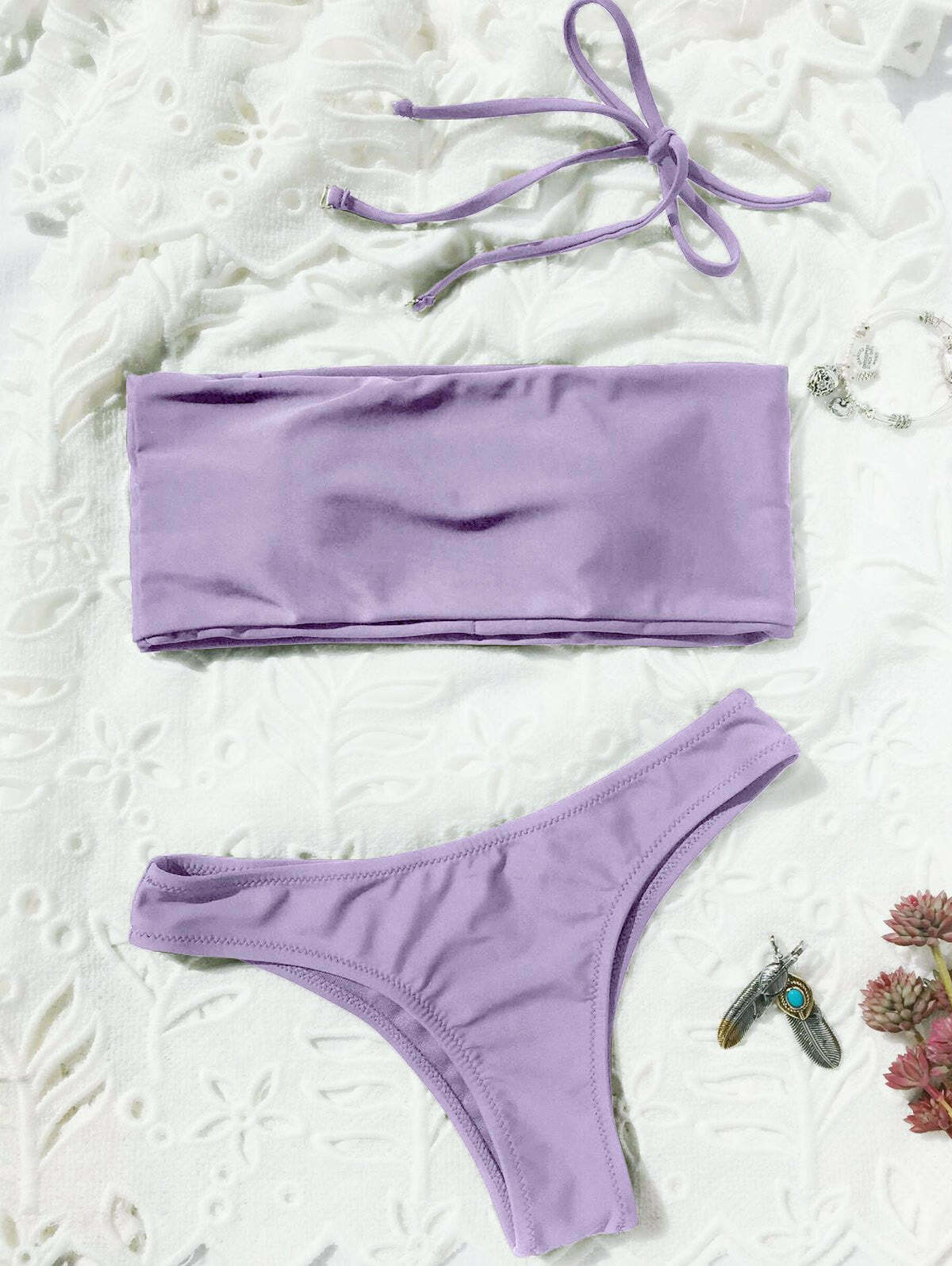 Y2K Aesthetic High Cut Bandeau Thong Bathing Suit Y2K Aesthetic High Cut Bandeau Thong Bathing Suit