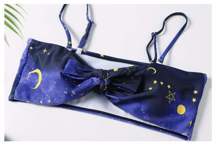 Y2K Aesthetic High Cut Cami Bikini Set - Coquette Style Grunge Fashion - Cute Tops & Cargo Skirt