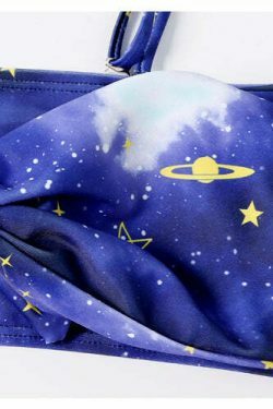 Y2K Aesthetic High Cut Cami Bikini Set - Coquette Style Grunge Fashion - Cute Tops & Cargo Skirt