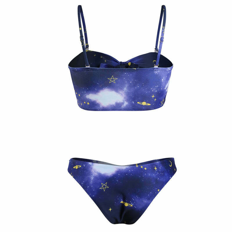 Y2K Aesthetic High Cut Cami Bikini Set - Coquette Style Grunge Fashion - Cute Tops & Cargo Skirt