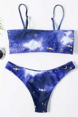 Y2K Aesthetic High Cut Cami Bikini Set - Coquette Style Grunge Fashion - Cute Tops & Cargo Skirt