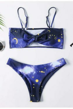 Y2K Aesthetic High Cut Cami Bikini Set - Coquette Style Grunge Fashion - Cute Tops & Cargo Skirt