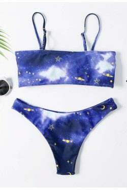 Y2K Aesthetic High Cut Cami Bikini Set - Coquette Style Grunge Fashion - Cute Tops & Cargo Skirt