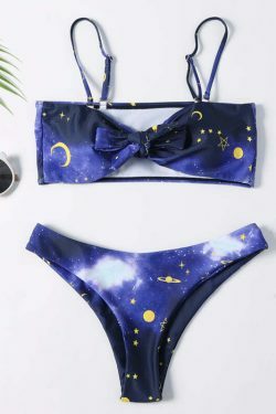 Y2K Aesthetic High Cut Cami Bikini Set - Coquette Style Grunge Fashion - Cute Tops & Cargo Skirt