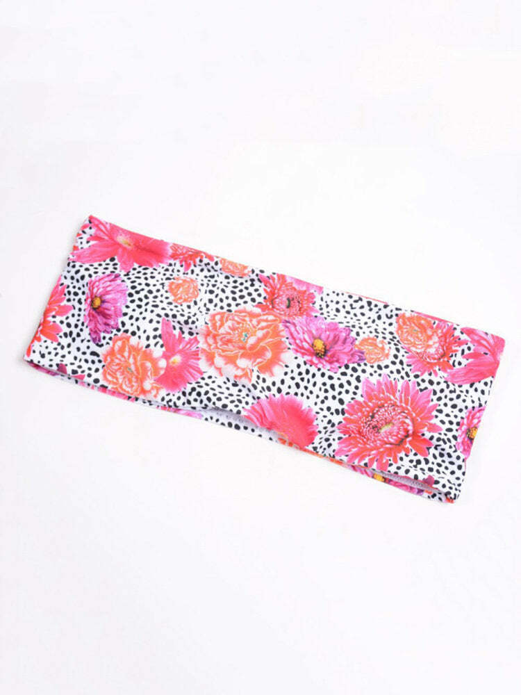 Y2K Aesthetic High Cut Flower Print Bikini Swimsuit - Strapless & Backless Y2K Aesthetic High Cut Flower Print Bikini Swimsuit - Strapless & Backless