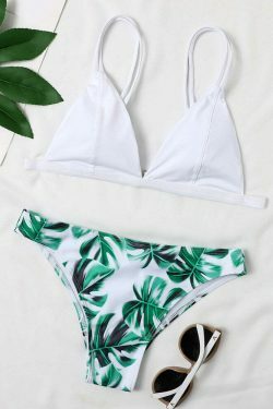 Y2K Aesthetic High Cut Leaf Bikini - Coquette & Grunge Style Fashion for Women