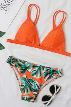 Y2K Aesthetic High Cut Leaf Bikini - Coquette & Grunge Style Fashion for Women