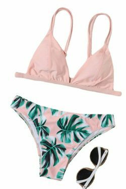 Y2K Aesthetic High Cut Leaf Bikini - Coquette & Grunge Style Fashion for Women