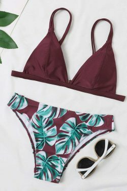 Y2K Aesthetic High Cut Leaf Bikini - Coquette & Grunge Style Fashion for Women