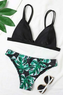 Y2K Aesthetic High Cut Leaf Bikini - Coquette & Grunge Style Fashion for Women