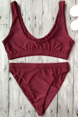 Y2K Aesthetic High Cut Scoop Front Bikini Set - Retro Coquette Style Swimsuit for Women