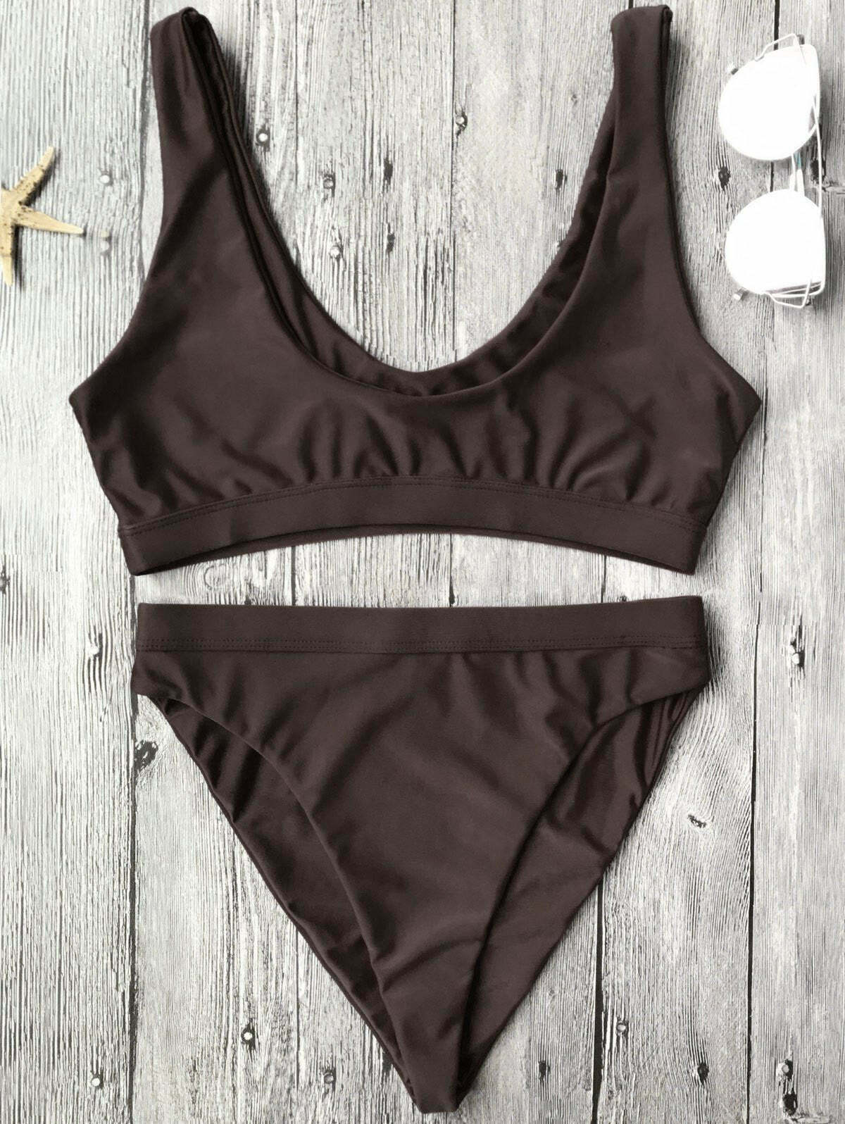 Y2K Aesthetic High Cut Scoop Front Bikini Set - Retro Coquette Style Swimsuit for Women Y2K Aesthetic High Cut Scoop Front Bikini Set - Retro Coquette Style Swimsuit for Women