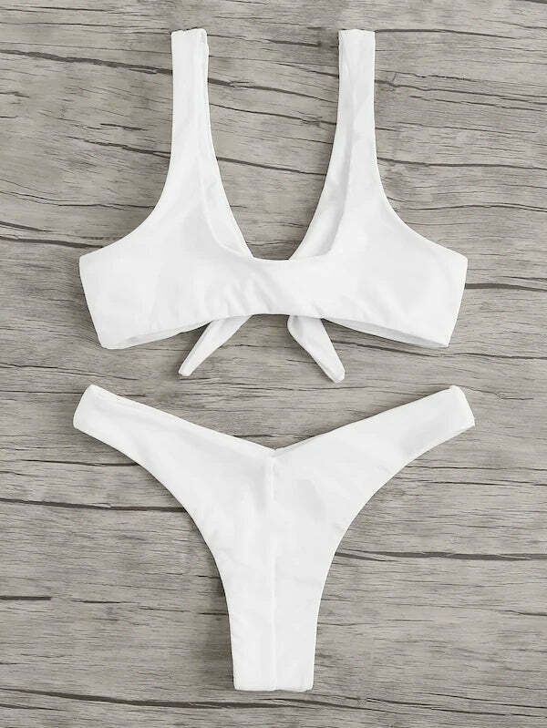 Y2K Aesthetic High Leg Knot Bikini Set - Retro Coquette Style for Women's Fashion Y2K Aesthetic High Leg Knot Bikini Set - Retro Coquette Style for Women's Fashion