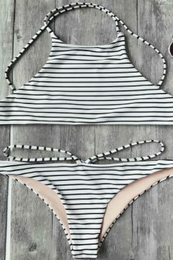 Y2K Aesthetic High Neck Bikini Set with Low Waisted Strappy Swimsuit