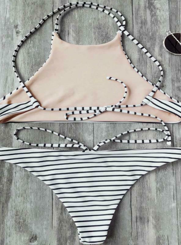 Y2K Aesthetic High Neck Bikini Set with Low Waisted Strappy Swimsuit Y2K Aesthetic High Neck Bikini Set with Low Waisted Strappy Swimsuit