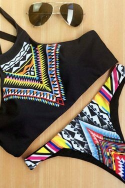 Y2K Aesthetic High Neck Push-Up Bikini Set - Retro Coquette Style Swimsuit for Women