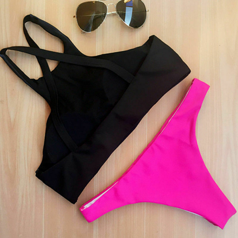 Y2K Aesthetic High Neck Push-Up Bikini Set with Geometric Design Y2K Aesthetic High Neck Push-Up Bikini Set with Geometric Design