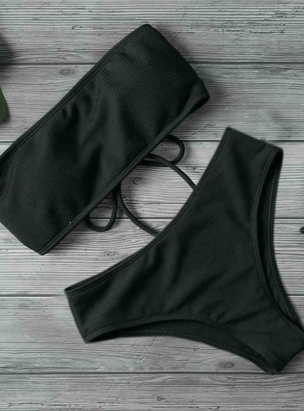 Y2K Aesthetic High Waist Bikini Set - Coquette Style Strapless Swimwear Y2K Aesthetic High Waist Bikini Set - Coquette Style Strapless Swimwear